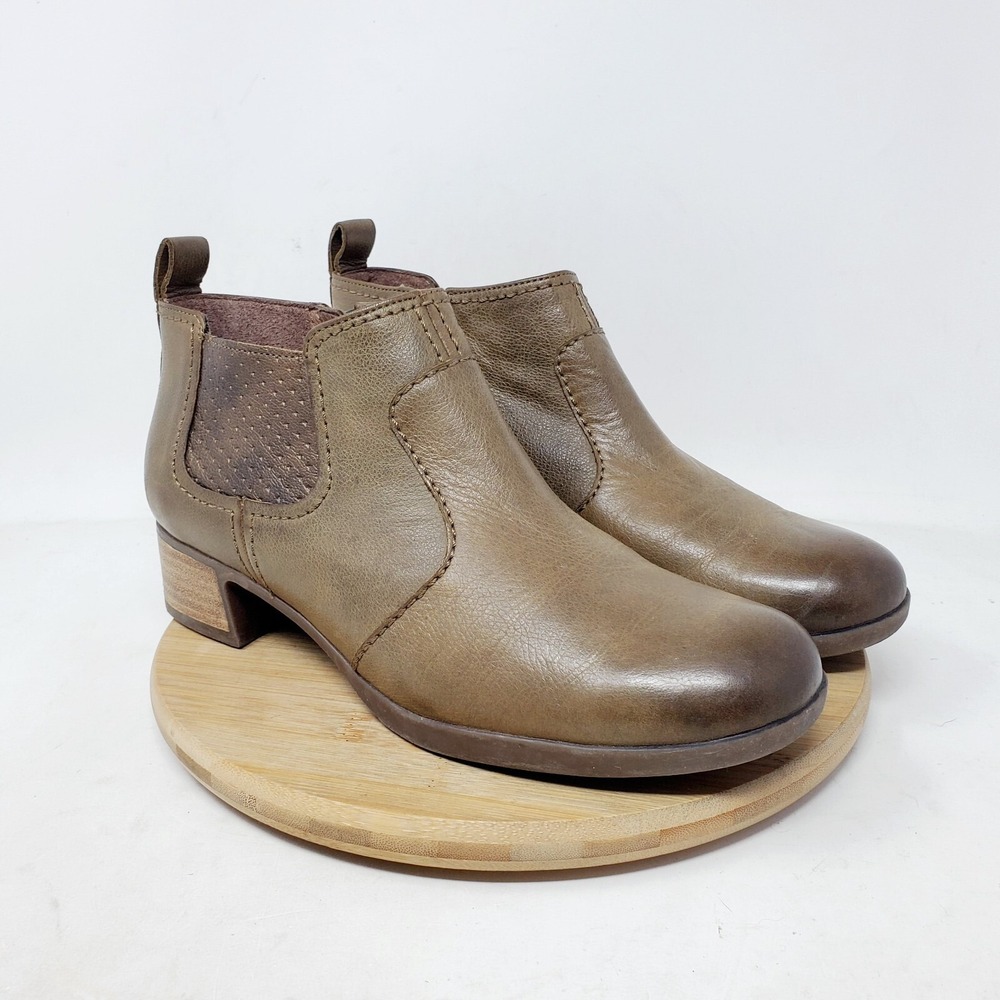 Dansko Lola Ankle Boots Womens 38 Brown Burnished Low Chelsea Zip Moto Shoes